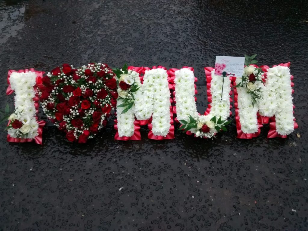 I ❤️ Floral Tribute – Personalised Letter & Heart Funeral Arrangement