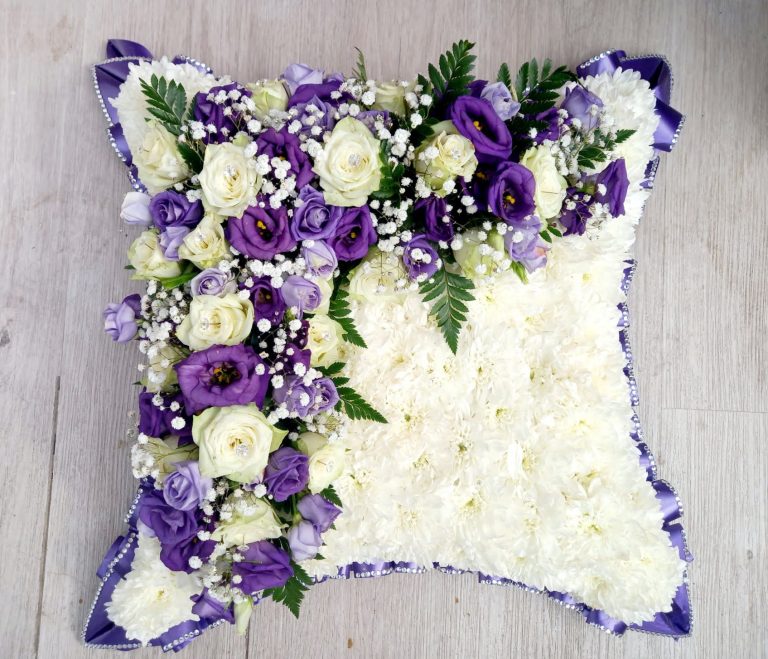Cushion Floral Tribute – Square or Pillow-Shaped Funeral Arrangement