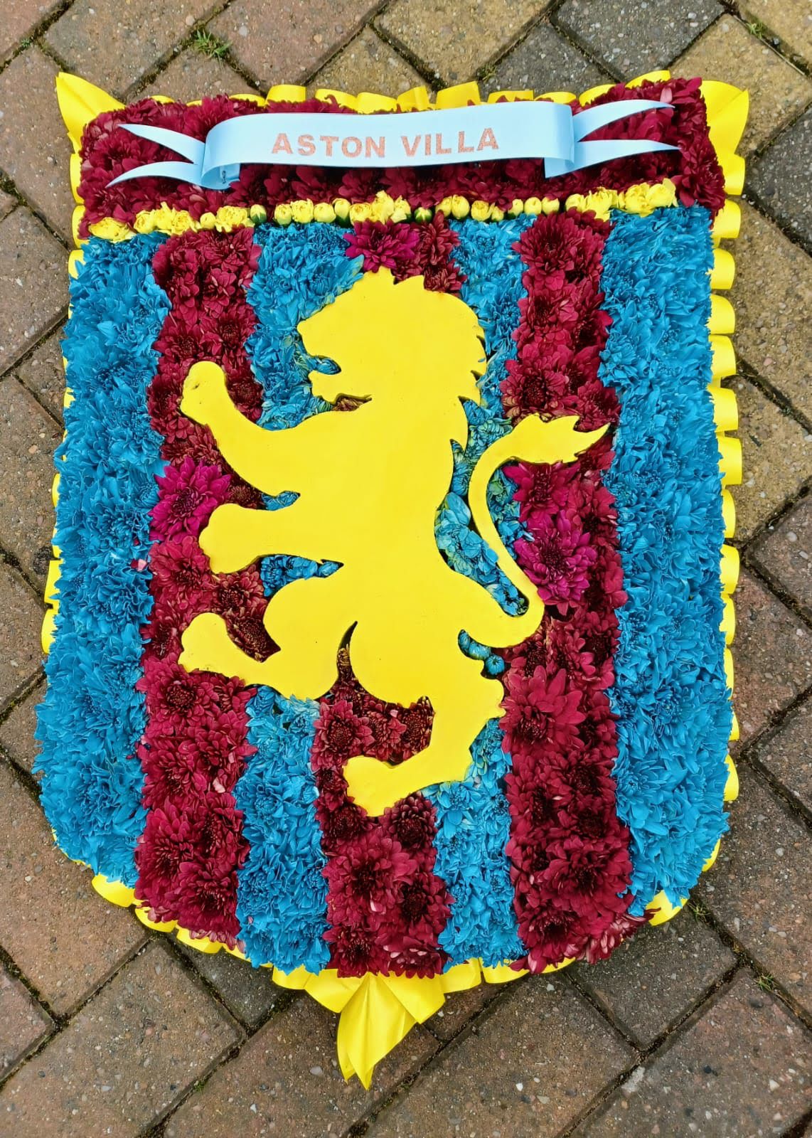 Aston Villa Badge Floral Tribute – Claret & Blue Funeral Tribute UK